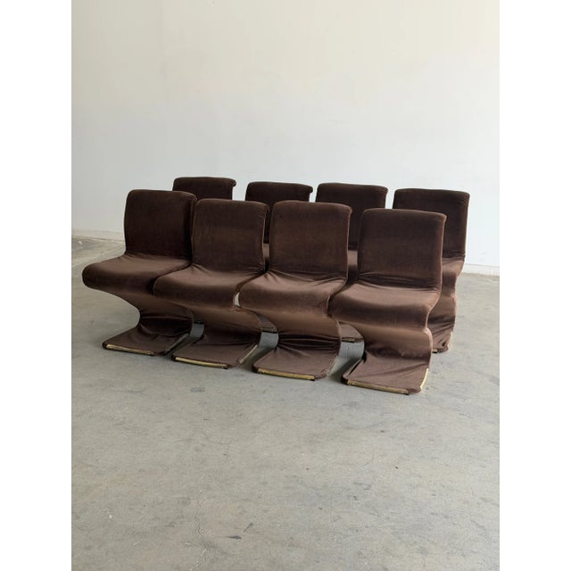 Textile Vintage Z Chairs Attributed to Gaston Rinaldi- Set of 8 For Sale - Image 7 of 14
