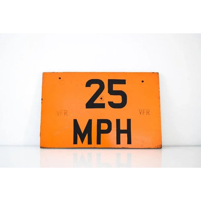 Vintage Industrial Orange Speed Limit 25 Street Sign | Chairish