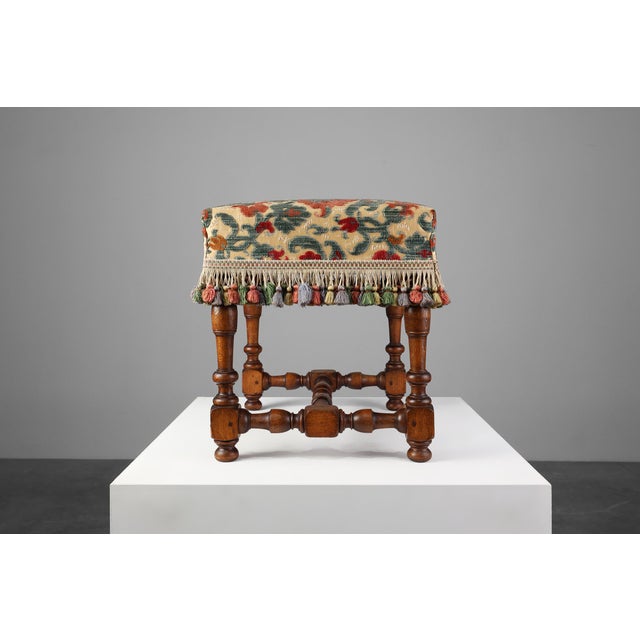 Antique Wood and Fabric Ottoman, France, 1890s For Sale - Image 5 of 11