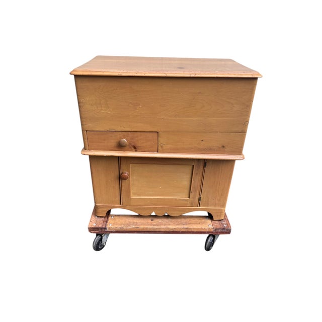 Brown Antique Primitive Pine Dry Sink / Washstand With Lift-Top Storage & Cabinet For Sale - Image 8 of 16