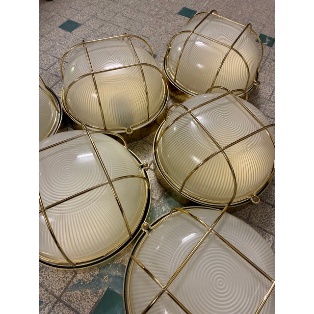 Industrial Industrial Wall Lights in Glass and Metal, 1970, Set of 6 For Sale - Image 3 of 5