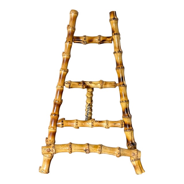 Vintage Scorched Bamboo Table Easel For Sale