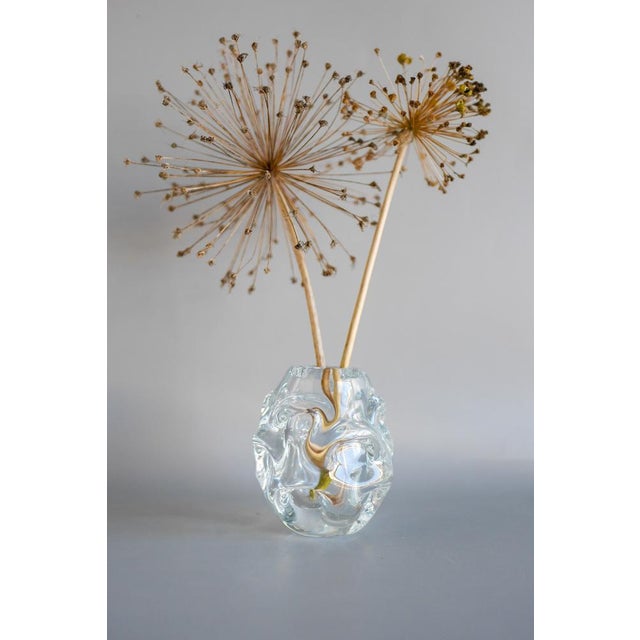 Glass Small Mid-Century Modern Handmade Clear Crystal Vase by Börne Augustsson for Åseda For Sale - Image 7 of 11