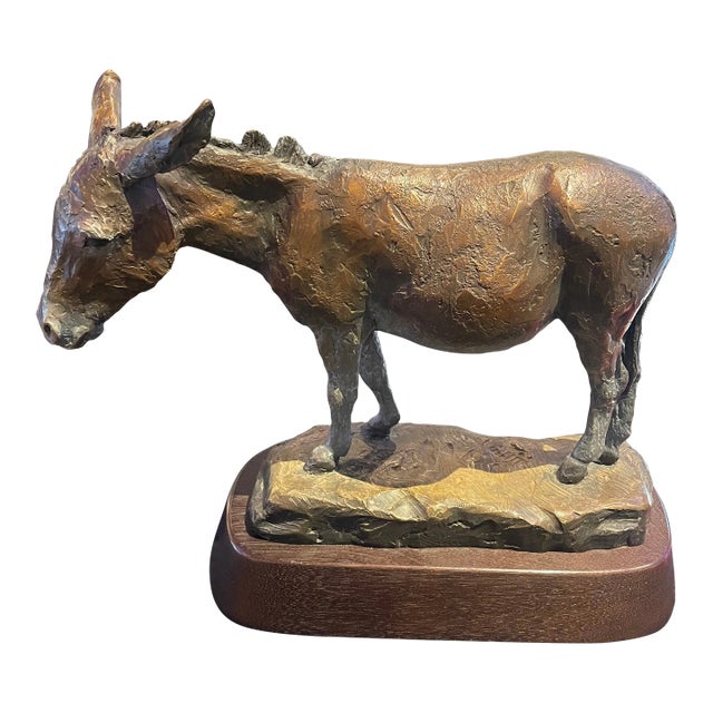 1990s Original Signed and Numbered Bronze Donkey Sculpture by Adryanna De Cienna For Sale