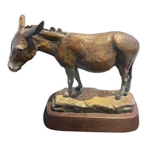 1990s Original Signed and Numbered Bronze Donkey Sculpture by Adryanna De Cienna