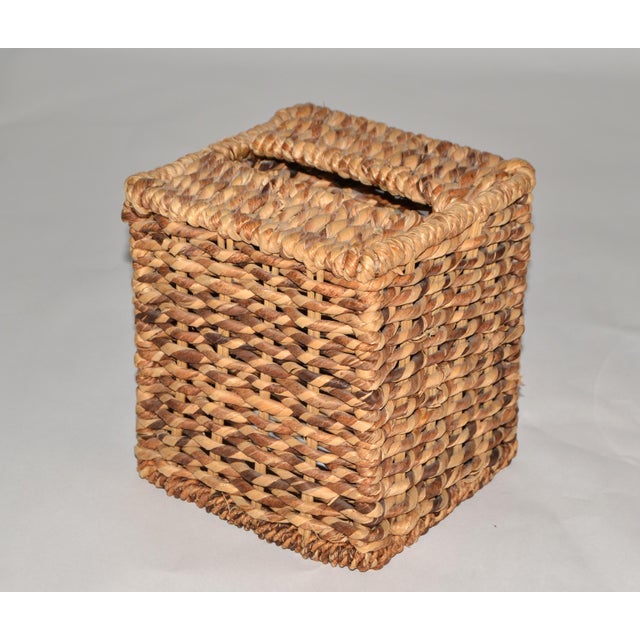 Vintage Natural Fiber Handwoven Seagrass Tissue Box Cover Bohemian For Sale - Image 13 of 13