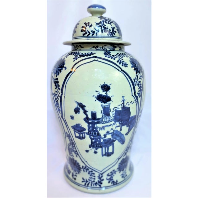 2020s Contemporary Chinoiserie White & Blue Botanical Ginger Jar For Sale - Image 5 of 12
