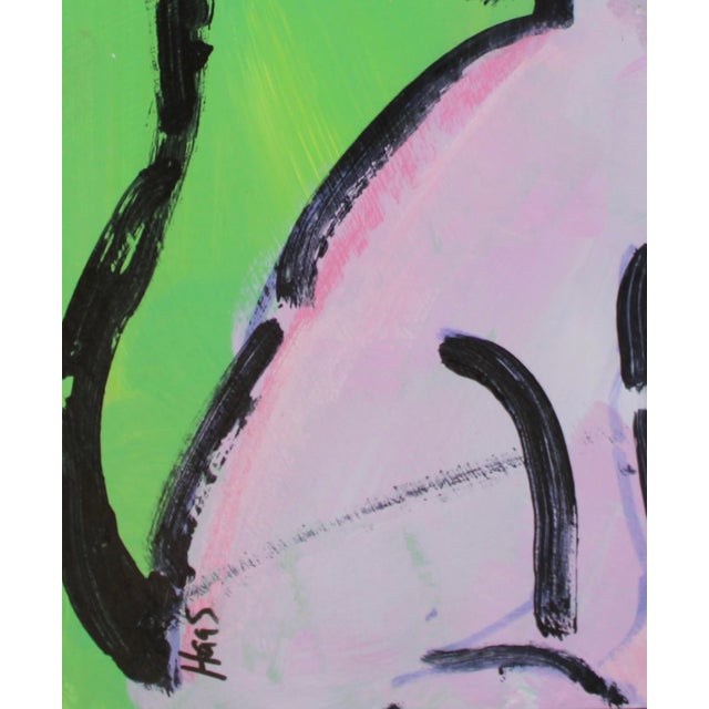 Quiet Places & Animals — Pink Lipstick Original acrylic and mixed media painting by Haas, 9 x 12 unframed masonite board,...