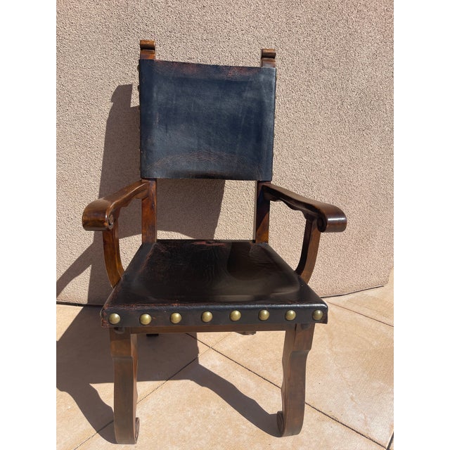 Early 20th Century Old World Spanish Revival Colonial Frailero Armchair For Sale - Image 10 of 12