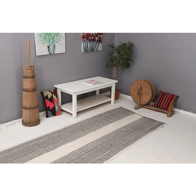 Vintage Gray & White Kilim Runner For Sale In Los Angeles - Image 6 of 11
