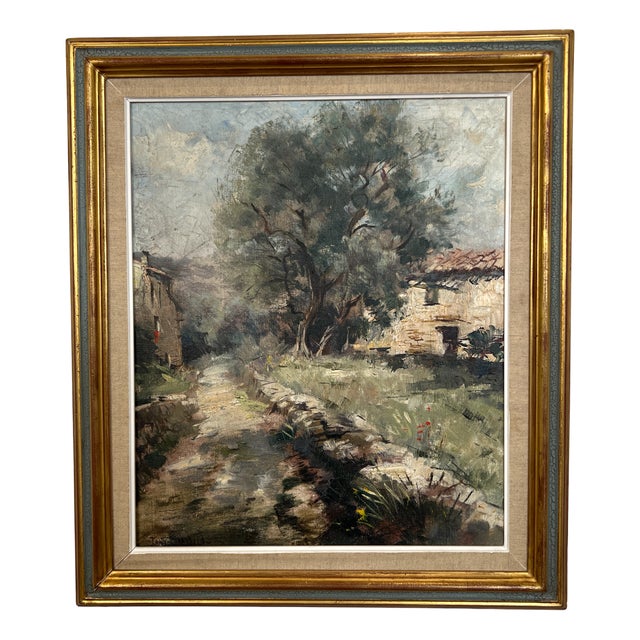 Tony Gardella, Petit sentier Corse et olivier, Oil on Canvas, Framed For Sale
