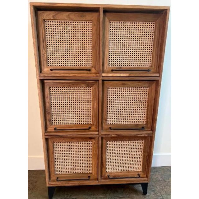Coastal Boho Tall Teak Storage Cabinet For Sale - Image 4 of 5