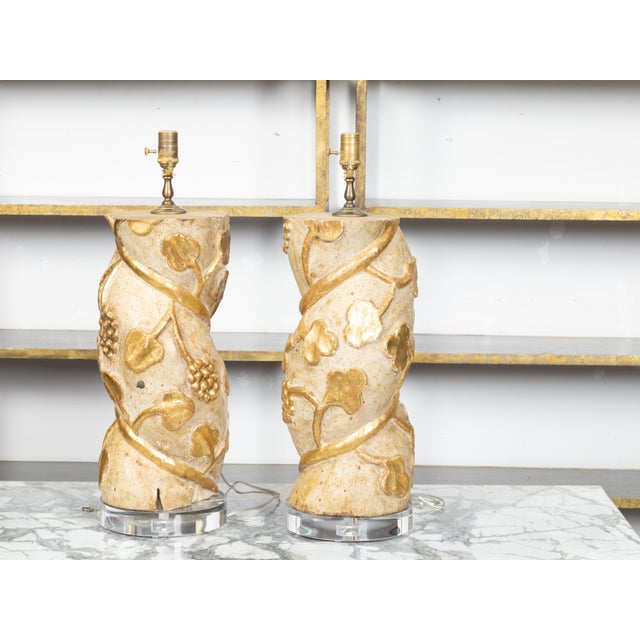 Italian 18th Century Italian Twisted Column Fragments Made into Table Lamps - a Pair For Sale - Image 3 of 9
