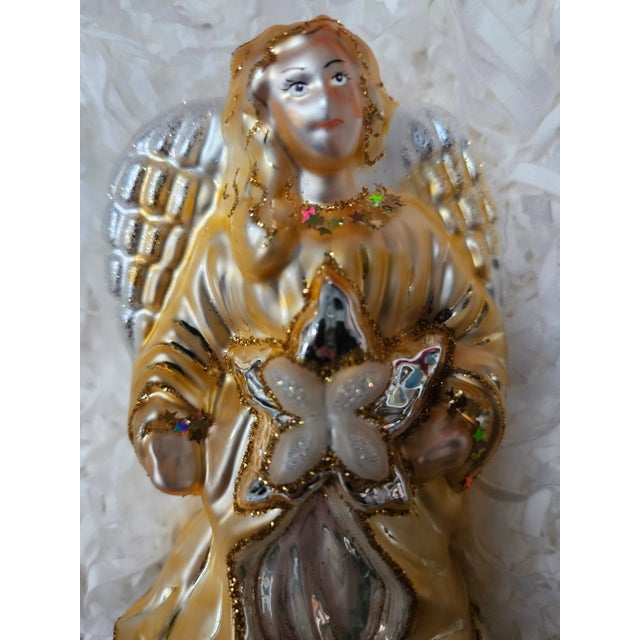 Large Nordstrom Home Hand-Blown Angel Tree Topper Ornament For Sale - Image 9 of 11