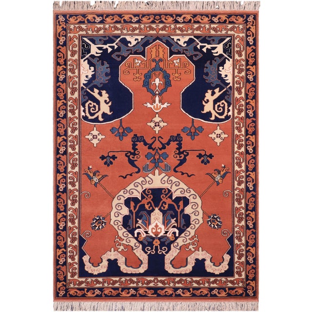Rustic Kargahi Burnt Orange/Brown Hand-Knotted Wool Rug - 6'8'' X 7'3'' For Sale - Image 10 of 10