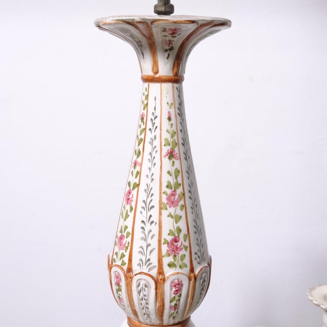 Green Ceramic 6-Arm Chandelier with Floral Decorations, 1960s For Sale - Image 8 of 18