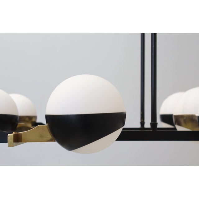 Vintage 12-Light Opal Glass and Metal Pendant Lamp from Stilnovo, 1958 For Sale - Image 10 of 18