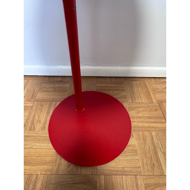 2000 - 2009 Red Powder-Coated Steel Round Side Table, Jasper Morrison Atlas Style, Sculptural Y-Fork Pedestal Base For Sale - Image 5 of 10