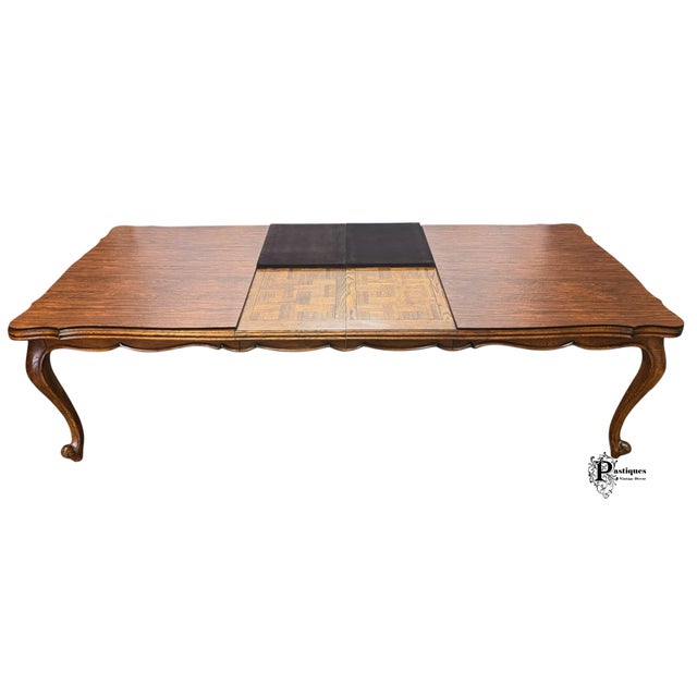 Vintage Century French Country Style Oak Parquet Extension Dining Table For Sale - Image 10 of 12