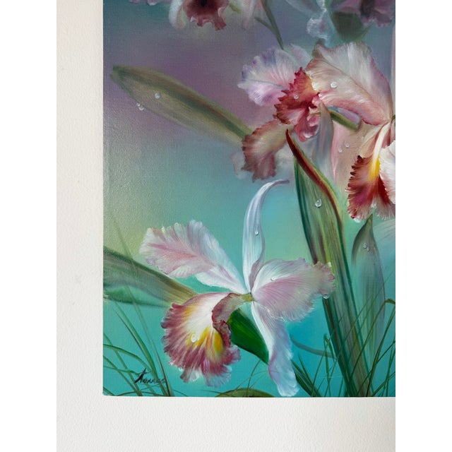 1990s 1991 Sonia Gil Torres Colombian Floral Still Life Oil on Canvas Painting For Sale - Image 5 of 11