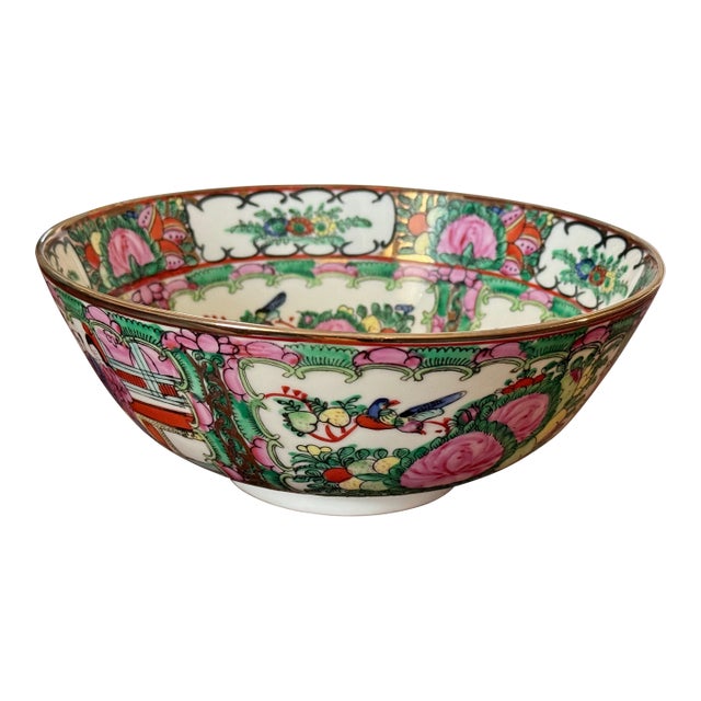 Rose Canton Centerpiece Bowl For Sale