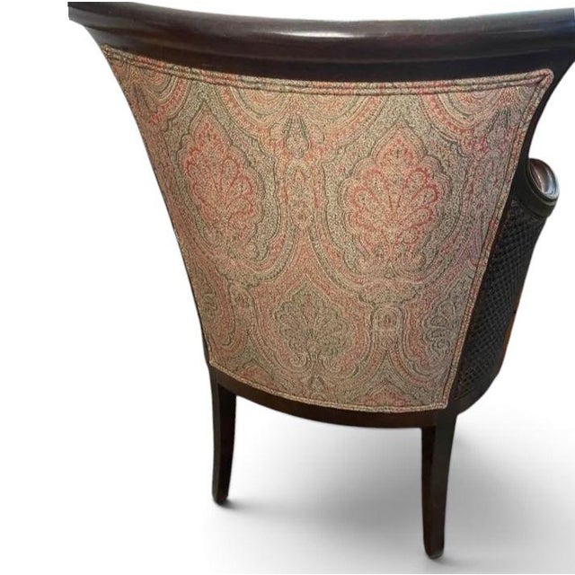 Traditional 1960s Timeless Elegant Vintage Classical Empire Style Barrel-Back Armchairs Meticulously Crafted by the Legendary Hickory Chair Company. For Sale - Image 3 of 4