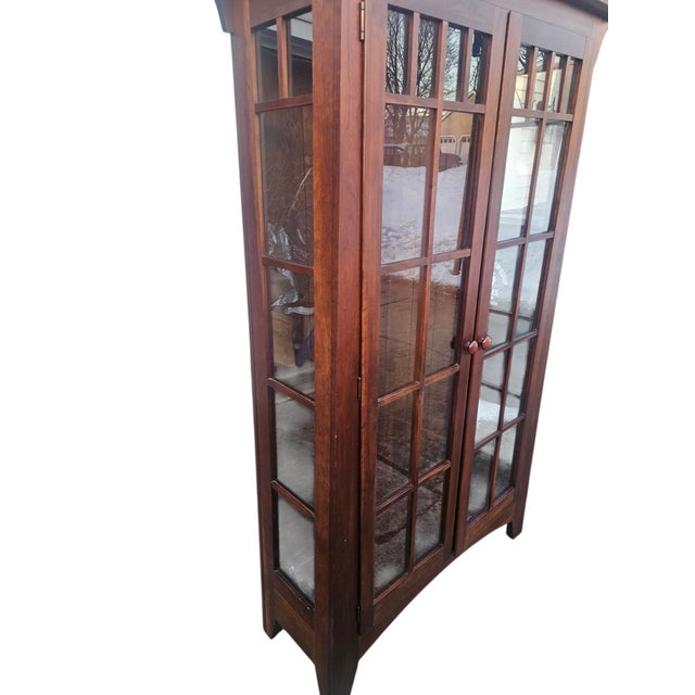 1990s Ethan Allen American Impressions Curio Cabinet Display Hutch Mission Arts Crafts For Sale - Image 9 of 11