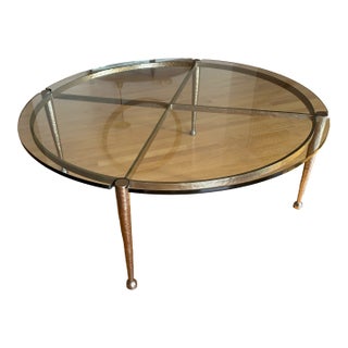 Century Furniture Cadence 48″ Round Glass Cocktail Table in Champagne Finish For Sale