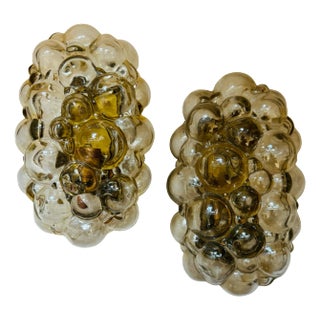 Pair of Helena Tynell Limburg Amber Bubble Glass 1960s Mid Century Wall Lamps For Sale
