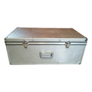 Large Metal Aluminum Trunk, 1960s For Sale