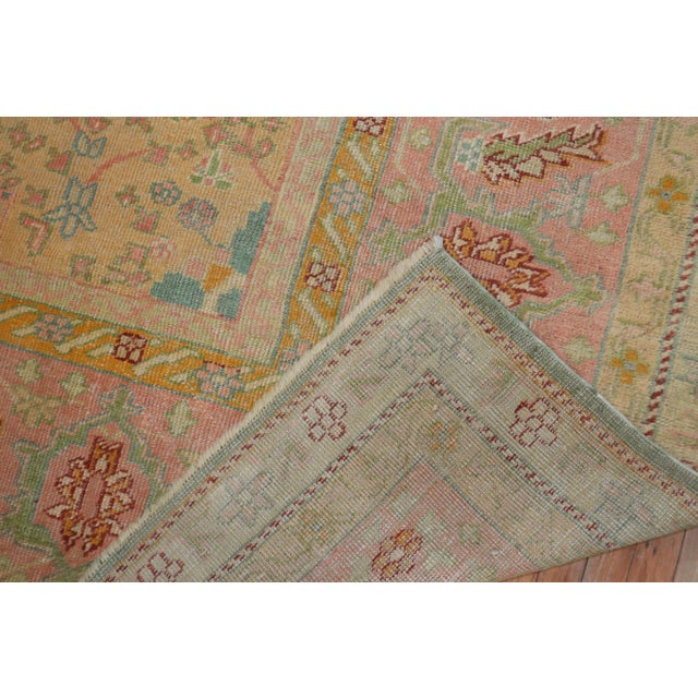 Turquoise Antique Turkish Oushak, 13'4'' X 15'8'' For Sale - Image 9 of 12