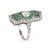 Stylish vintage Art Deco era diamond & emerald ring crafted in 900 platinum (circa 1920s). Center set old European cut...