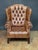 English Large English Wing Back Chair of Tufted Tanned Leather With Nail-Head Trim For Sale - Image 3 of 16