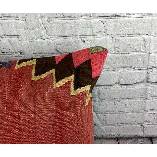 Turkish 20 x 20 Kilim Pillow Turkish Cushion Natural Design Pillow Cushion Cover For Sale - Image 3 of 4