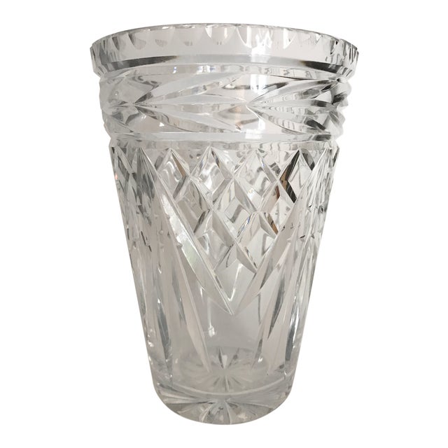 1950s Cut Crystal Vase For Sale
