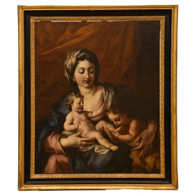 18th century Central Italian Painter - Madonna with the praying Saint John oil painting on canvas Dimensions: 63x76 cm...