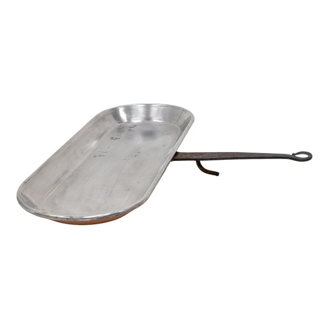 Vintage Style Copper and Steel Fireplace Cooking Pan For Sale