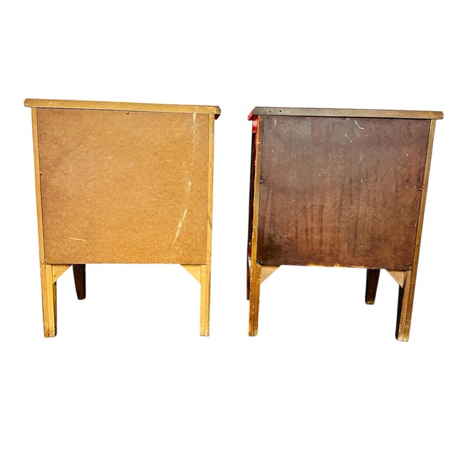 1930s Vintage French Regency Louis XVI Style Mahogany and Brass Nightstands- Pair of Two For Sale - Image 5 of 10