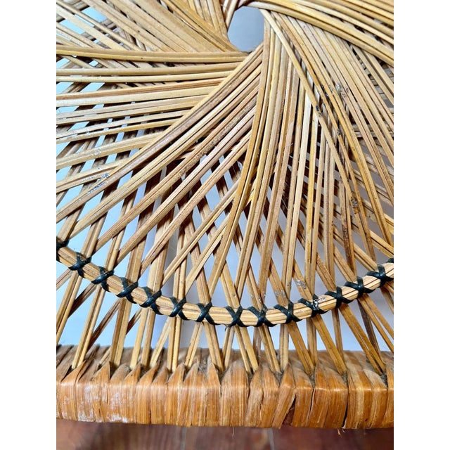 Tan Vintage Woven Rattan Sunburst Four-Panel Room Divider Screen For Sale - Image 8 of 11