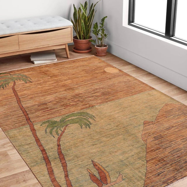 Contemporary 1980s 1980s Gabbeh Blue/Green Wool Rug - 6'1" X 8'10" For Sale - Image 3 of 10