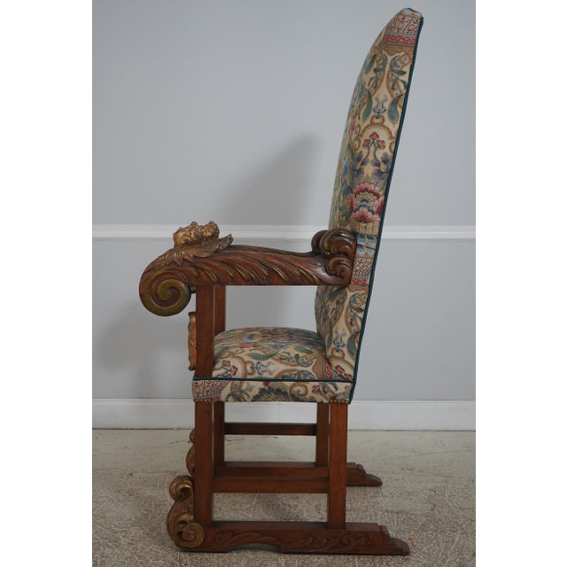 Italian Antique Italian Cherub Carved Frame Throne Chair For Sale - Image 3 of 18