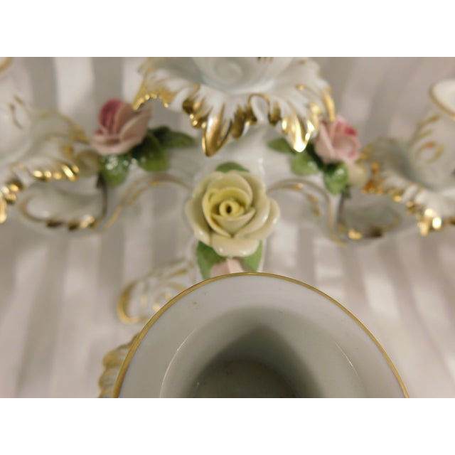 1930s Alboth and Kaiser Five Candle Candelabra With Dimensional Flowers # 26745 For Sale - Image 16 of 17