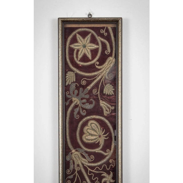 Maroon 17th Century Italian Baroque Embroidery Panels - Set of 2 For Sale - Image 8 of 8