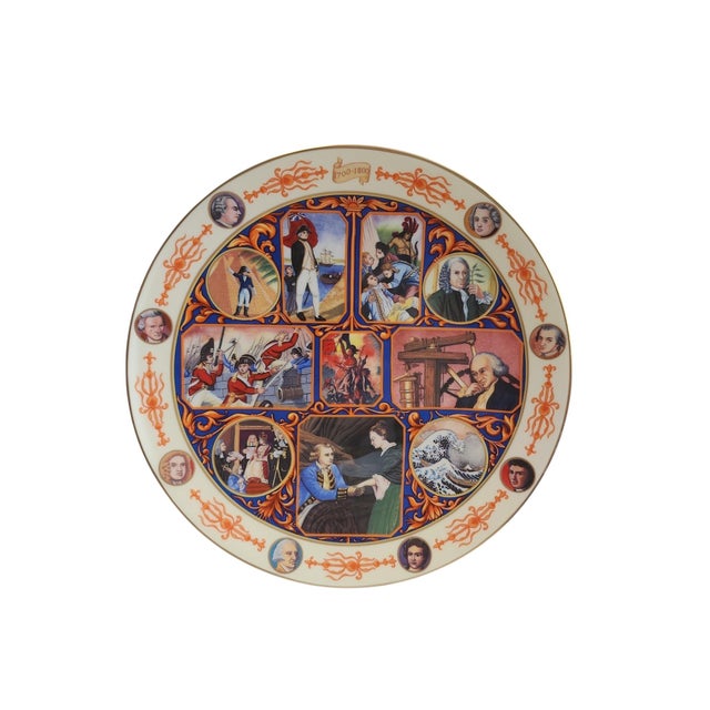 Excellent condition trio of Royal Dolton Millennium cabinet plates, circa 1994, including 13th, 16th, and 18th century...