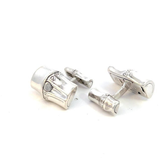Metal 1990s Pair of Georg Jensen Estate Bambo Cufflinks Sterling Silver For Sale - Image 7 of 13
