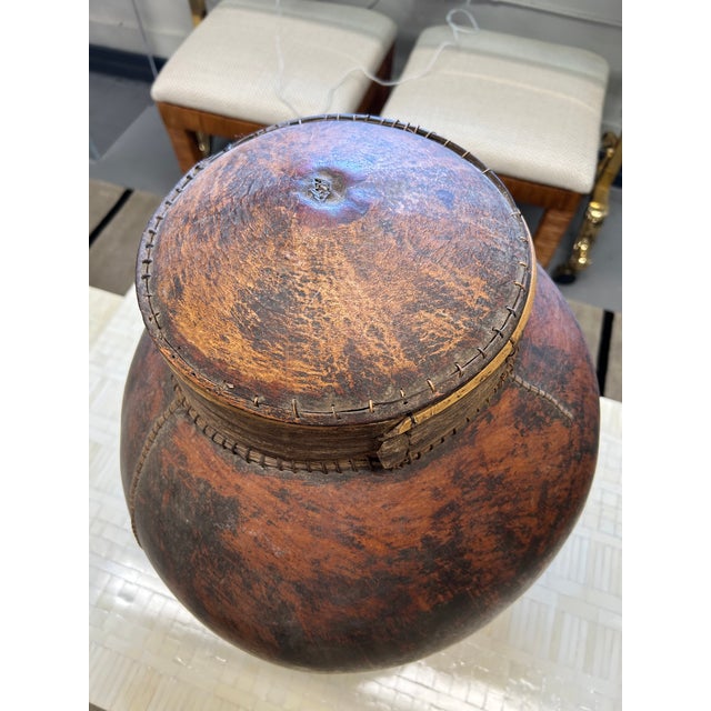 Large Organic Lidded African Gourd Vessel Urn For Sale - Image 4 of 12