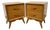 Unique Mid-Century Nightstands With Sculpted Pulls, A Pair For Sale