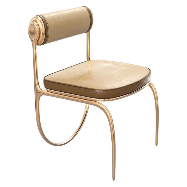 Art Deco "La Grande Aquila" Chair, With Bronze and Tailor Made Leather For Sale - Image 3 of 7
