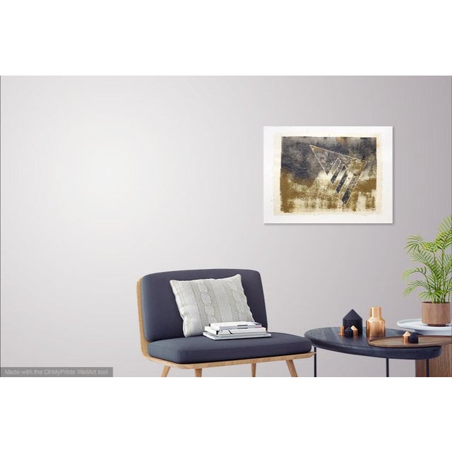 1980s Contemporary Geometric Black and Gold Monoprint by Martha Holden For Sale - Image 5 of 6