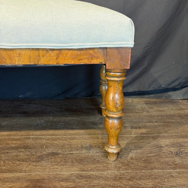 19th Century French Walnut Upholstered Bench For Sale In Portland, ME - Image 6 of 6